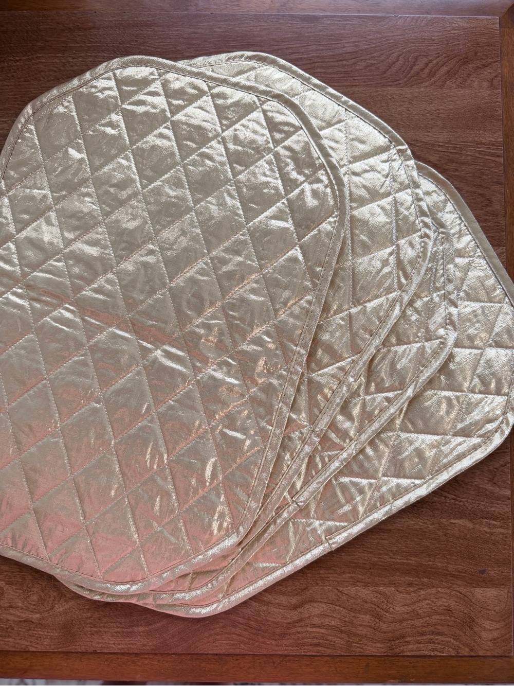 Quilted Gold Metallic Cream Placemats - Set of 4